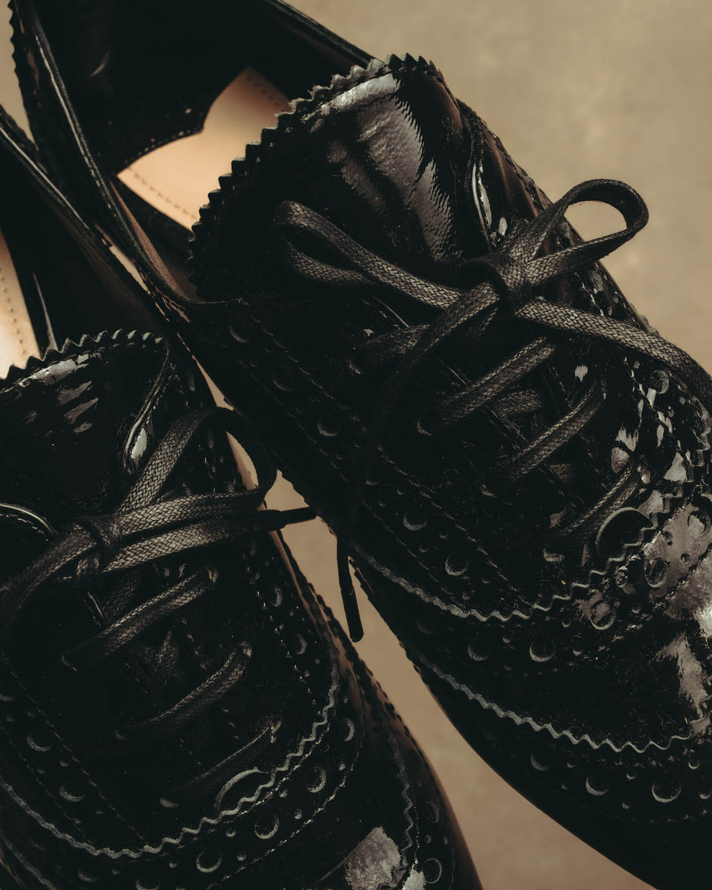 -SPECIAL- “Miu Miu” 2010’s Crystal embellished heel patent leather brogue shoes