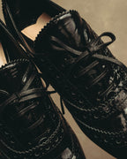 -SPECIAL- “Miu Miu” 2010’s Crystal embellished heel patent leather brogue shoes