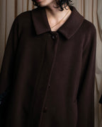 "BURBERRYS" Fly front deep brown soutien collar super long coat