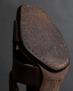 "CELINE" Layered belt detail leather heel sandals