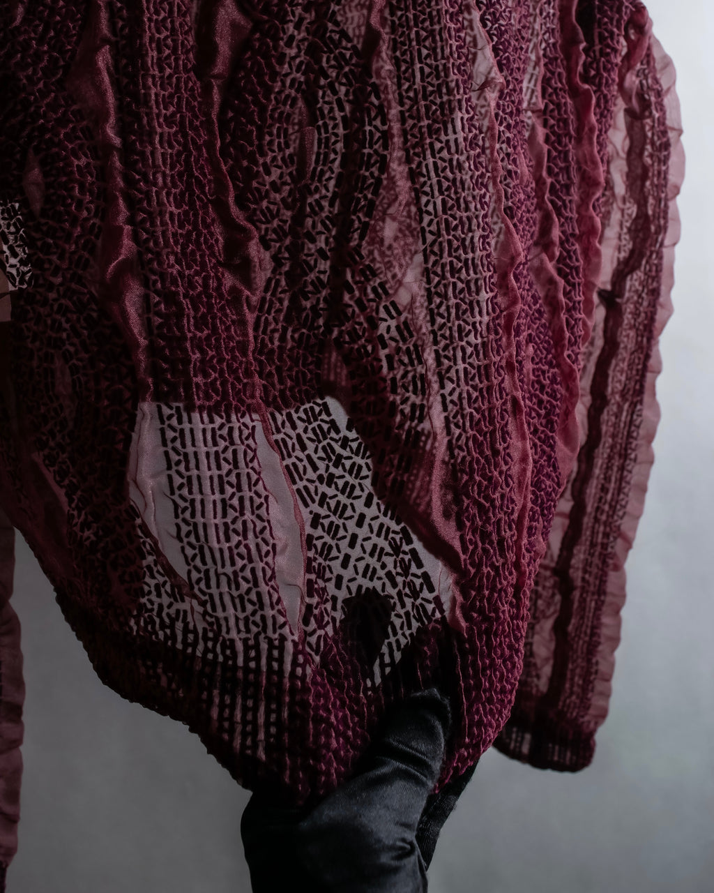 "robe de chambre COMME des GARCONS" Cable knit sheer shirt collar cardigan