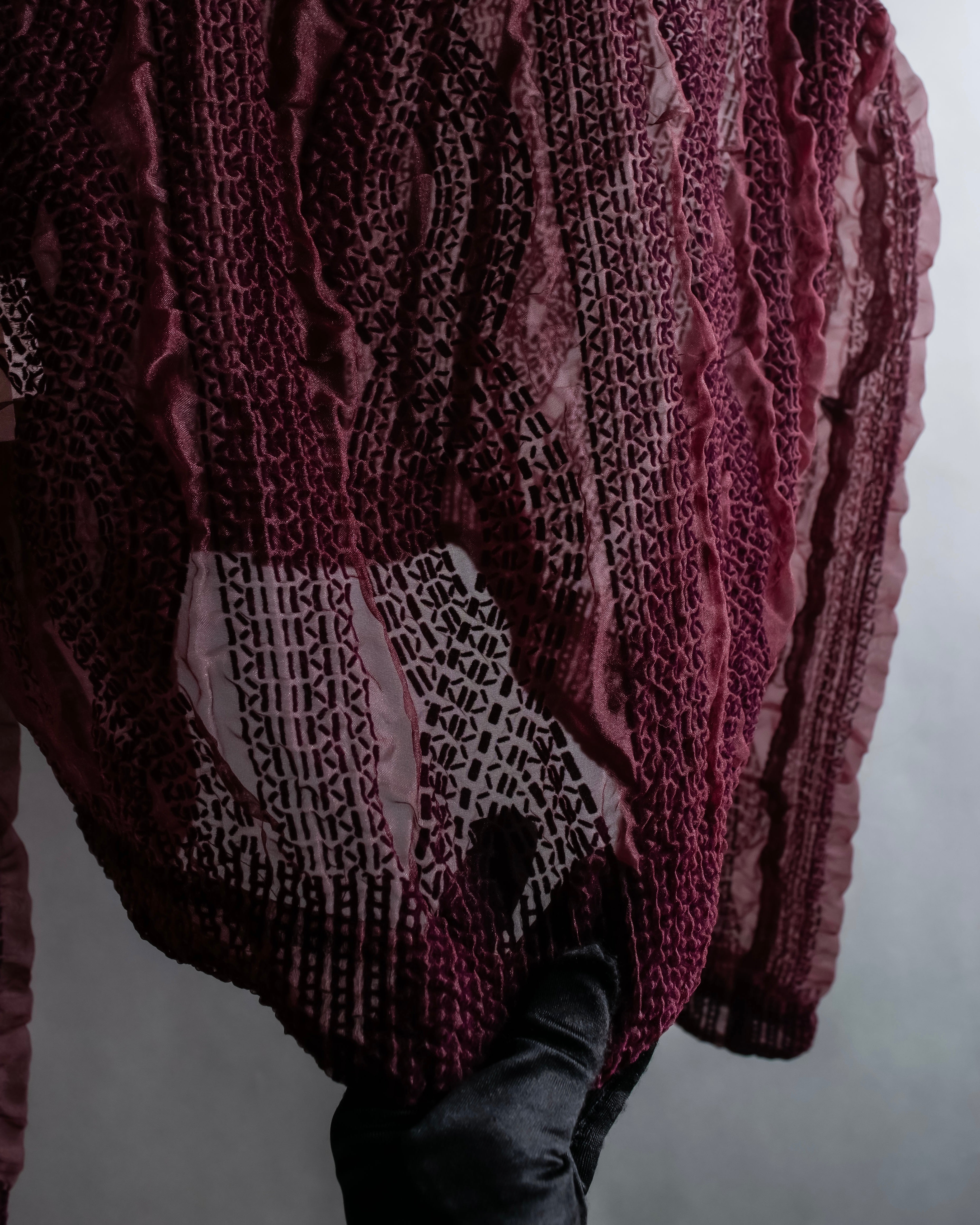 "robe de chambre COMME des GARCONS" Cable knit sheer shirt collar cardigan