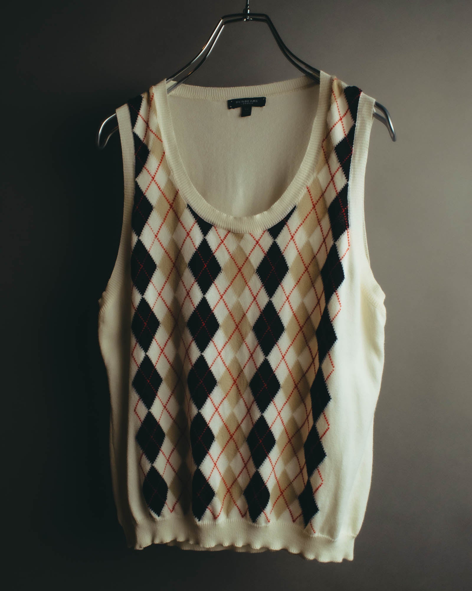 “BURBERRY LONDON” 00’s-10’s argyle cotton cardigan＆vest
