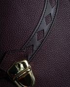 "YVES SAINT LAURENT" Diamond trim design 2way leather handle bag