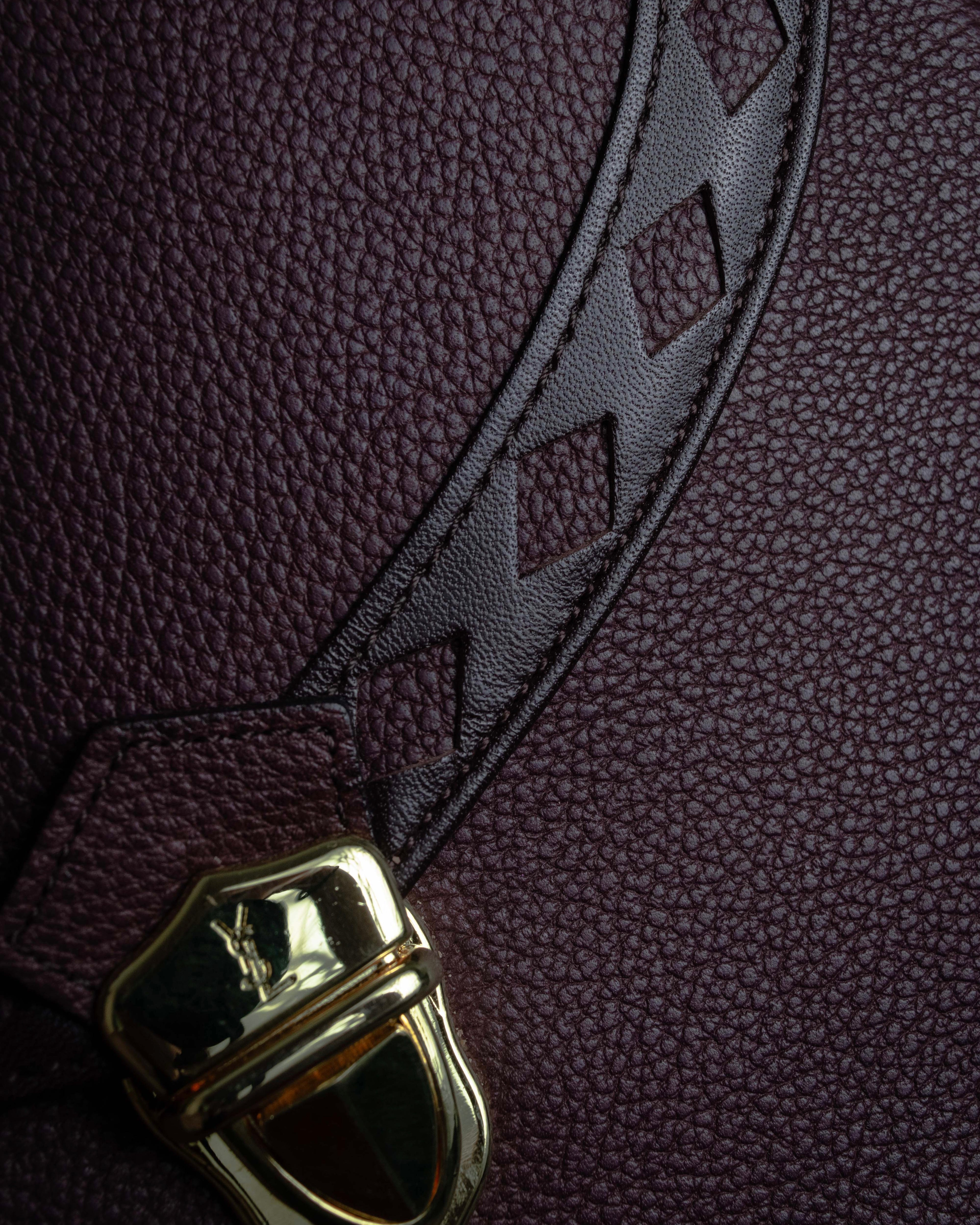 "YVES SAINT LAURENT" Diamond trim design 2way leather handle bag