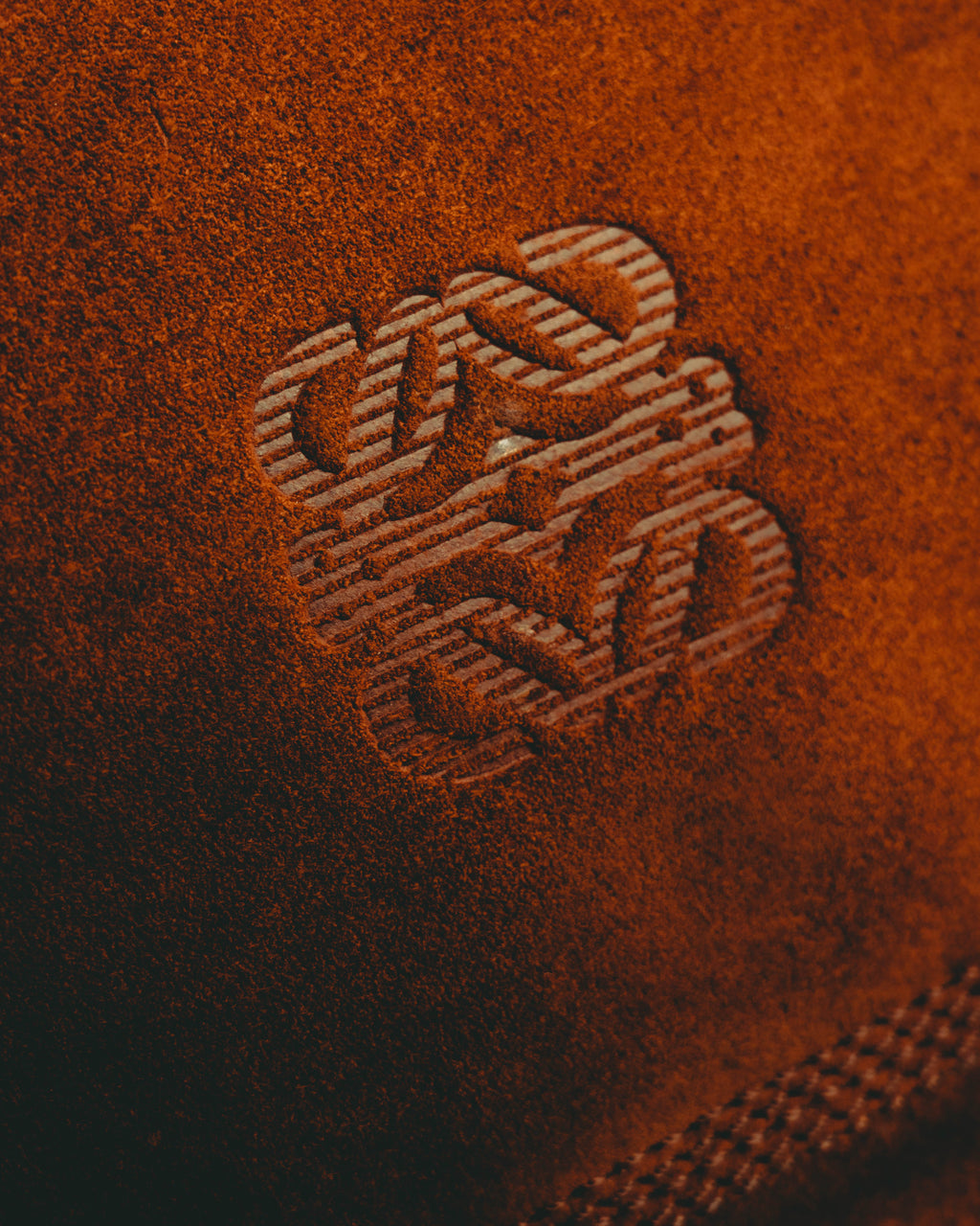 -SPECIAL- “LOEWE” 80’s-90’s embossed anagram suede shoulder bag