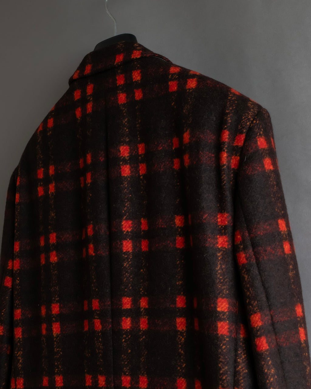 "HUGO BOSS" Plaid brushed wool tailored coat