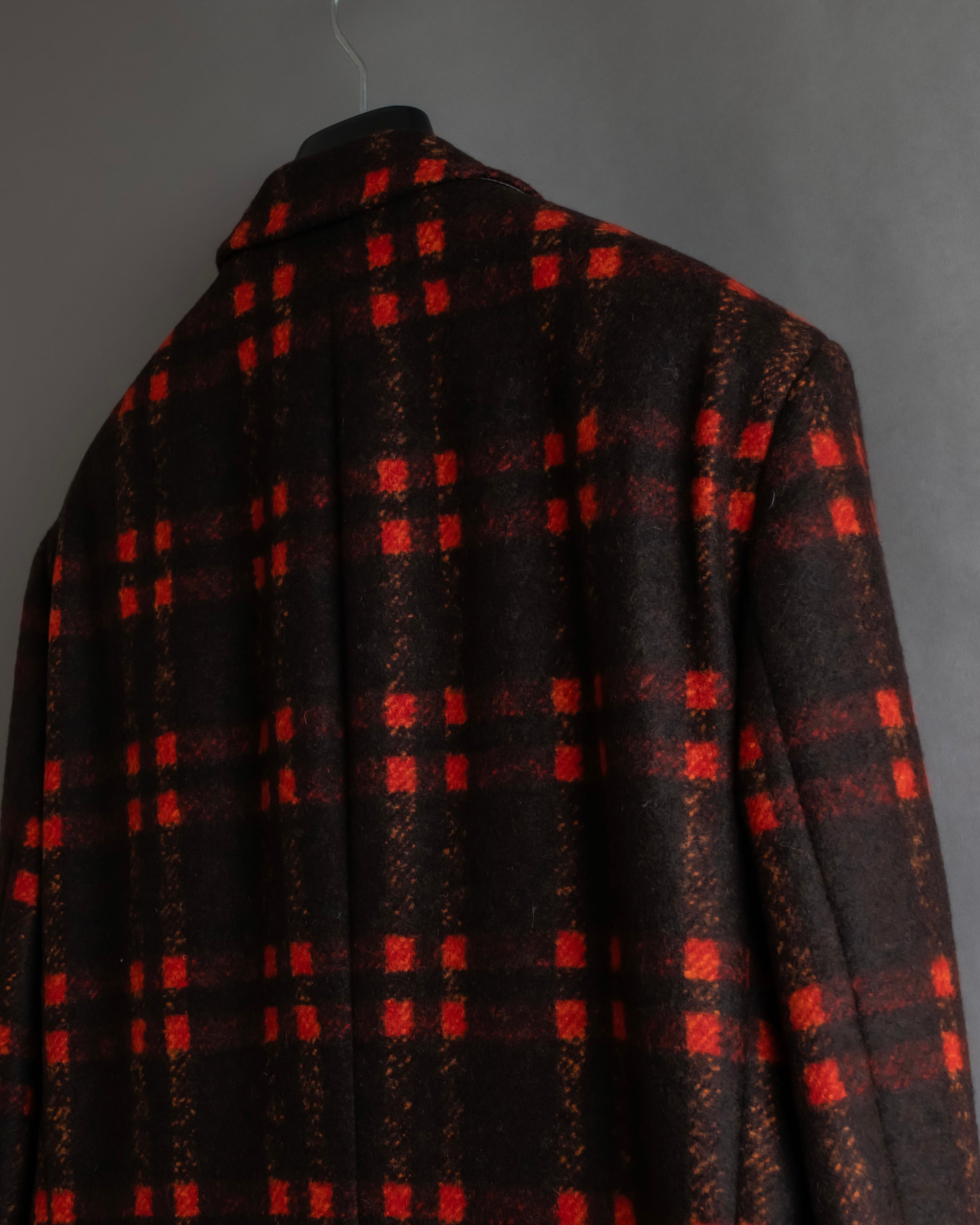 "HUGO BOSS" Plaid brushed wool tailored coat