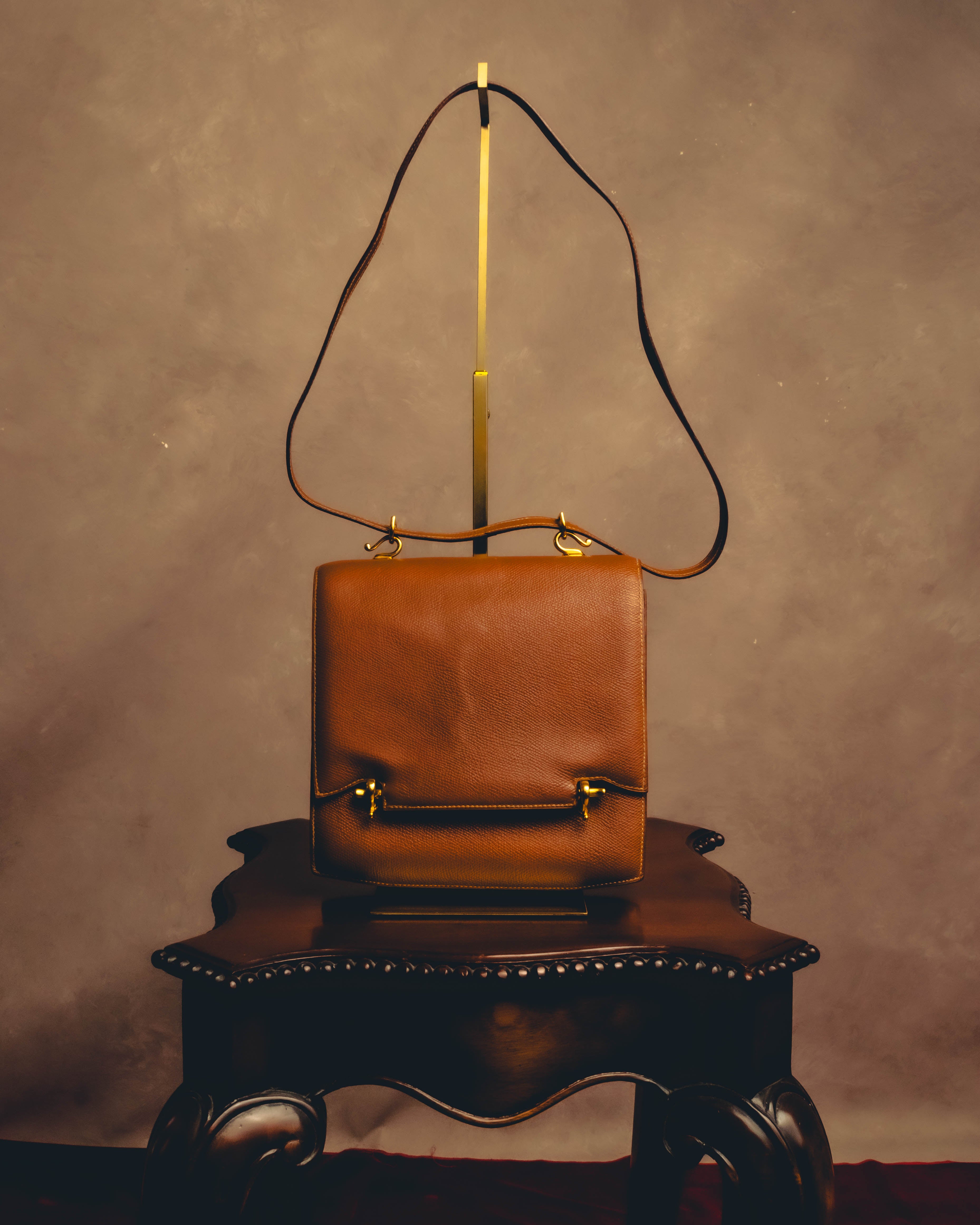 -SPECIAL- "Hermès" 80's Structured leather shoulder bag