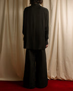 "Saint Laurent Paris" Jacquard pattern silk black shirt