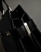 "Salvatore Ferragamo" Gancini motif both sides design leather hand bag