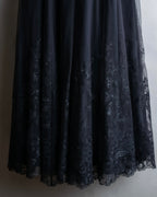 "LOUIS VUITTON" Tiered embroidered design flared skirt