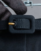 "CHANEL" 100% wool belted wide straight slacks