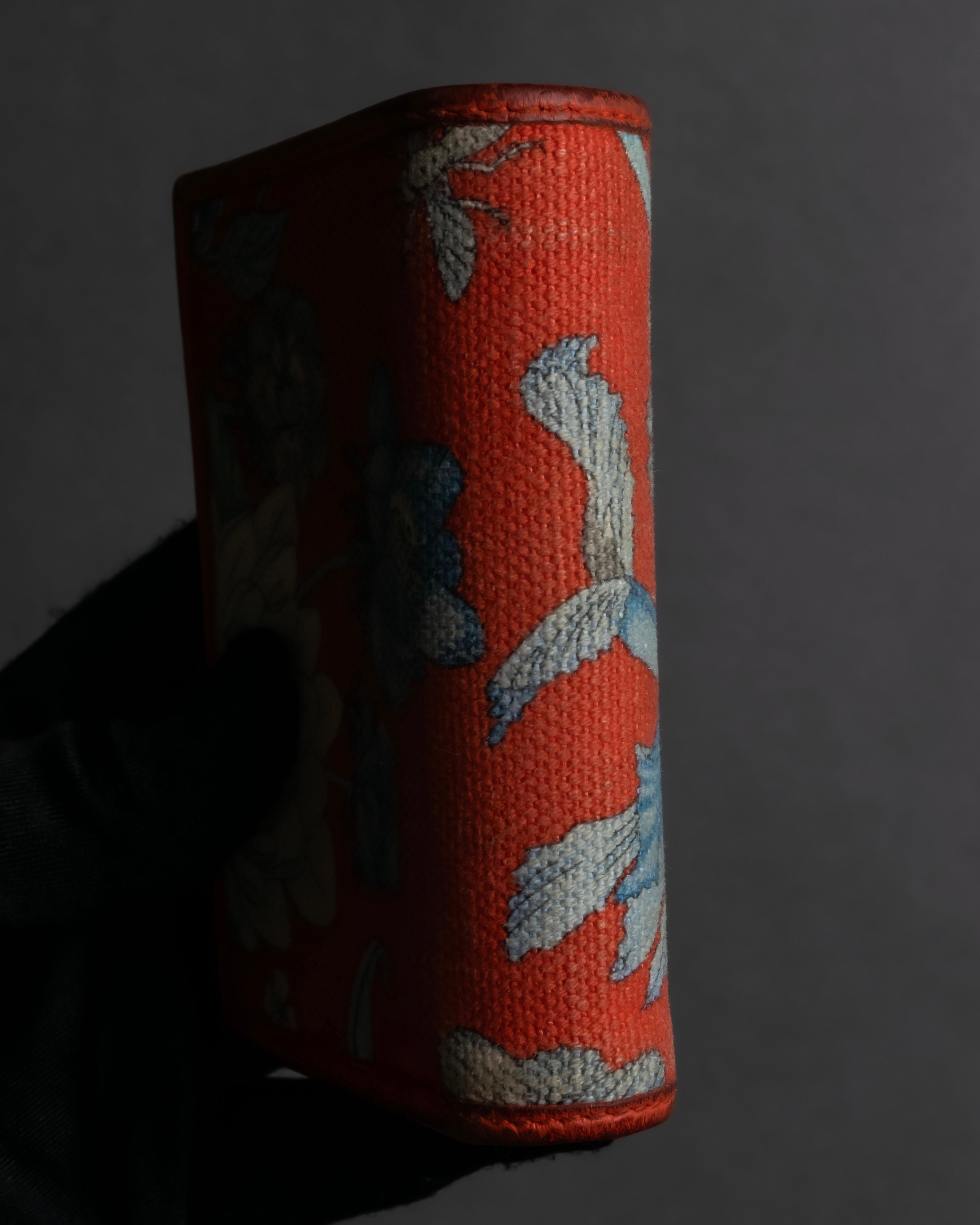 "GUCCI" Botanical pattern double G motif leather bifold wallet