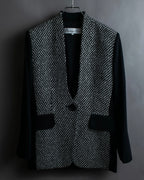 "Christian Dior" Jacquard switching design no-collar jacket