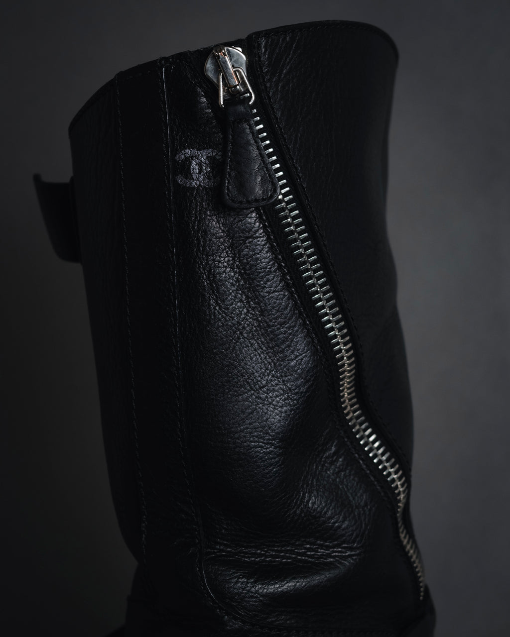 "CHANEL" 2006-12 Double-buckle leather engineer boots