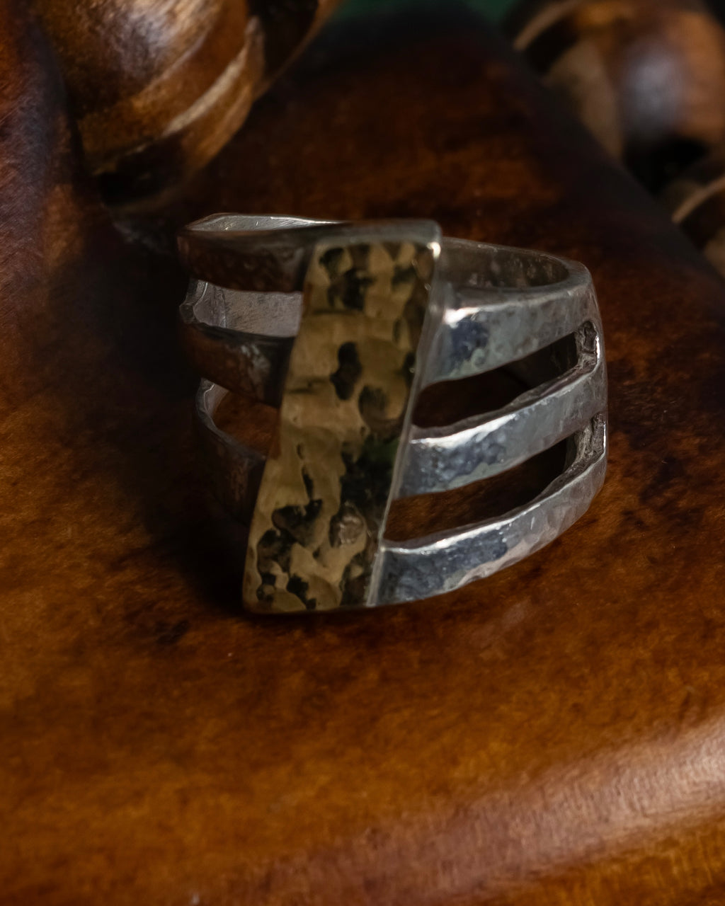 "Vintage gold combination silver ring"