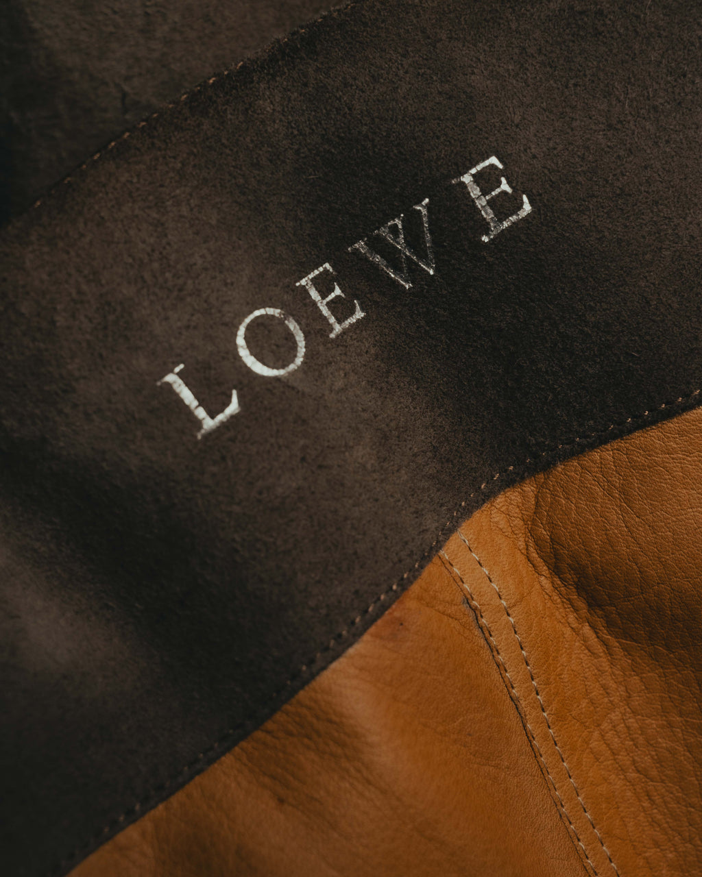 "LOEWE" Vintage contrast leather knee-high suede boots