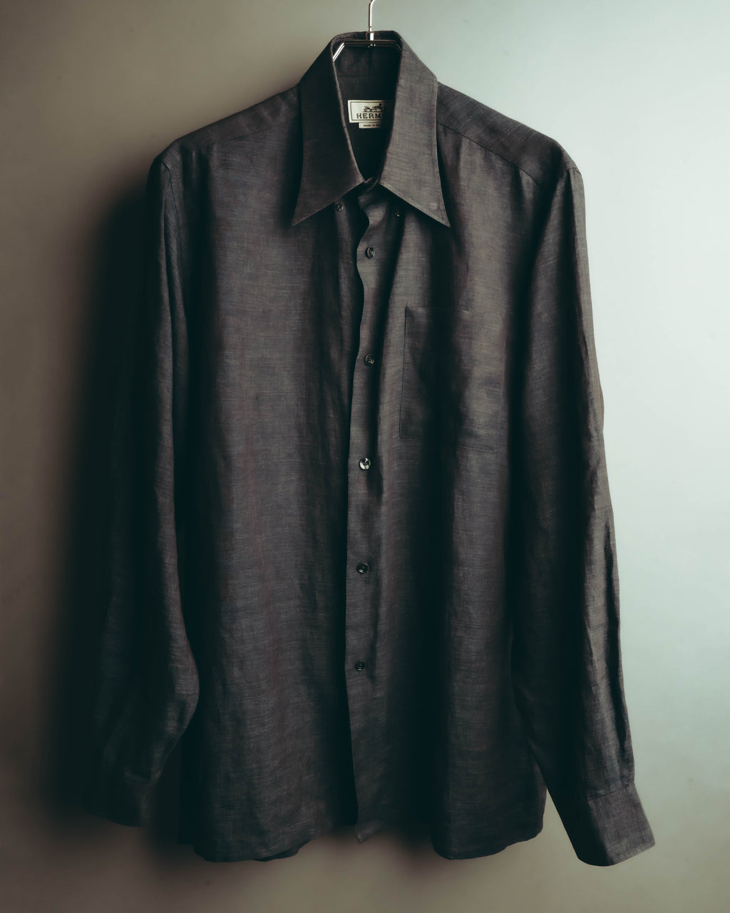 -SPECIAL- “HERMES” 90’s-00’s wide-collar linen shirt