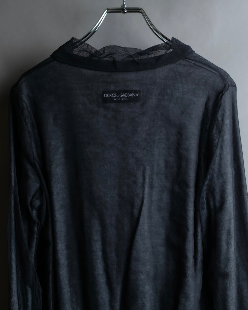 "DOLCE & GABBANA" Sheer layered V-neck grey knit