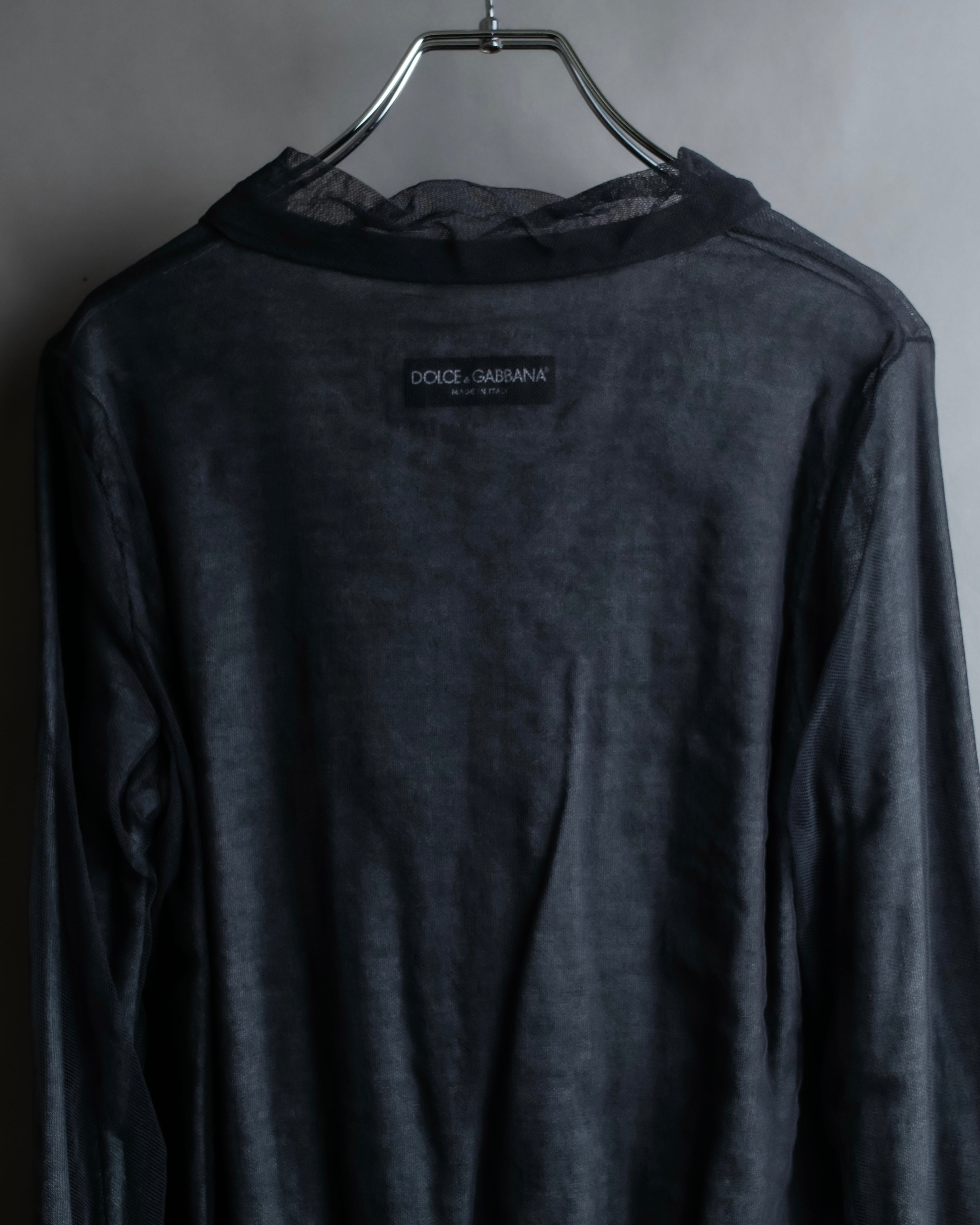 "DOLCE & GABBANA" Sheer layered V-neck grey knit