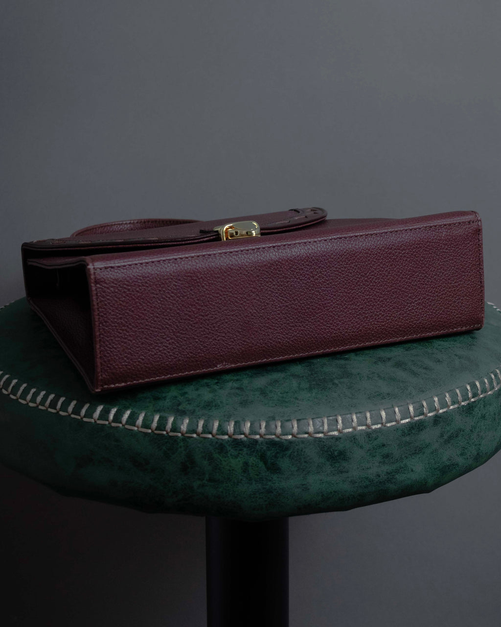 "YVES SAINT LAURENT" Diamond trim design 2way leather handle bag