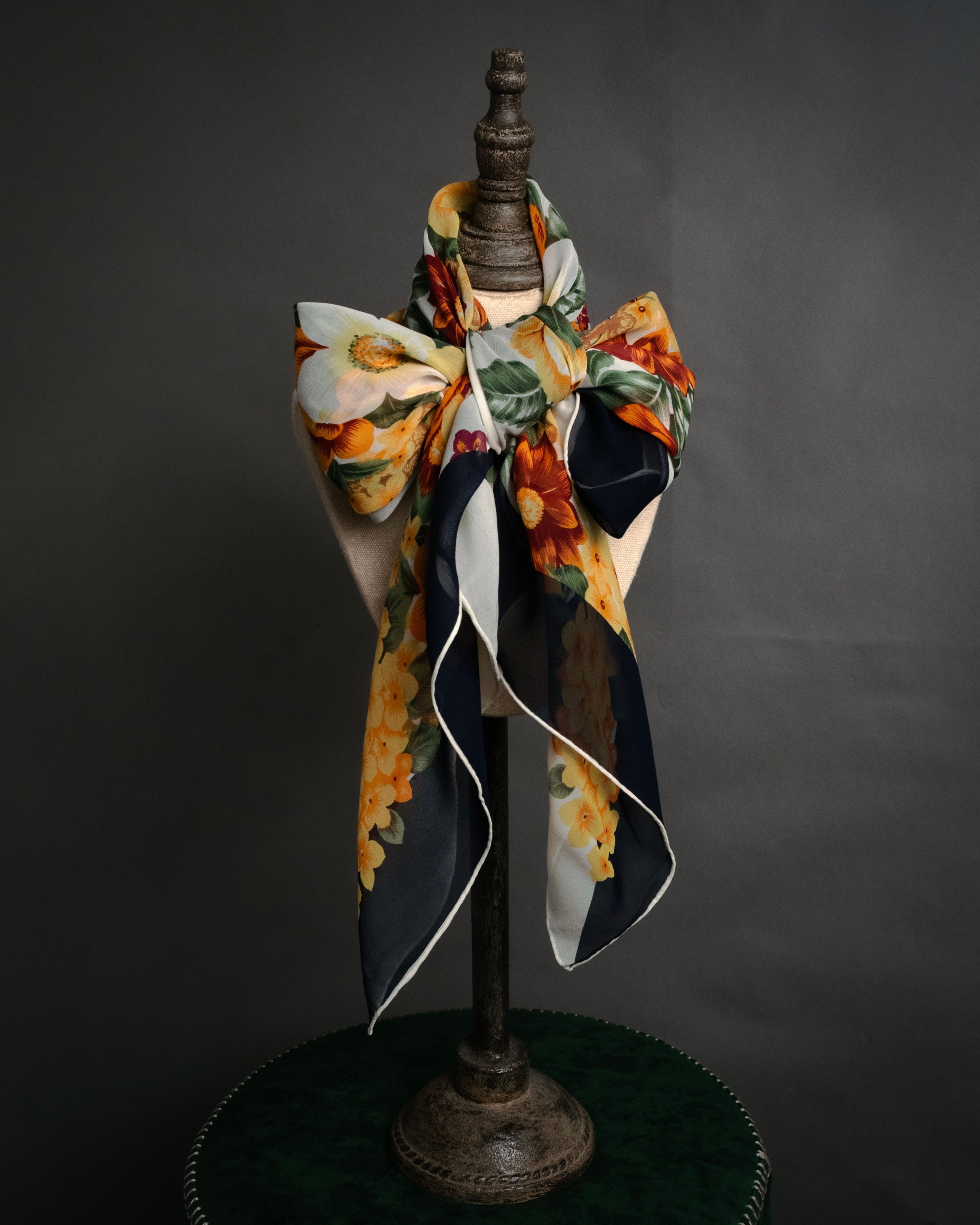 “Christian Dior” 80’s–90’s Botanical silk floral scarf