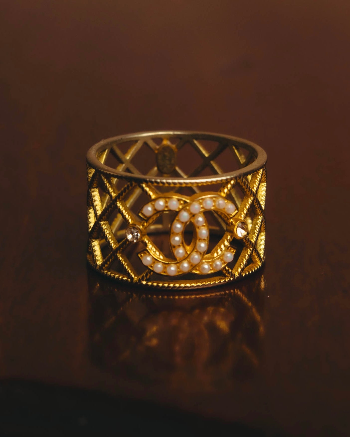 -SPECIAL- “CHANEL“ 2021 AW Pearl quilted CC ring