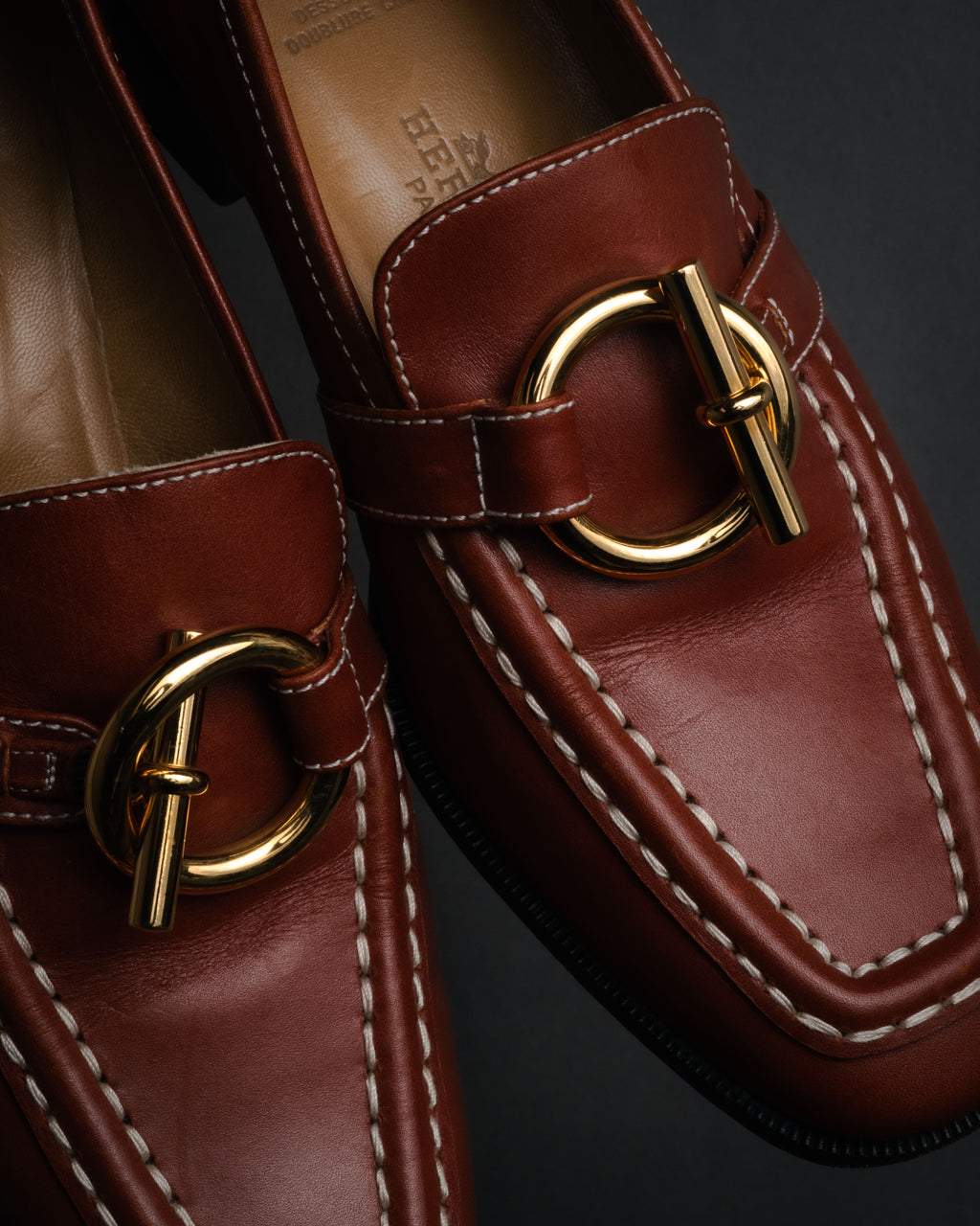 “HERMES” 90’s-00’s Chaine d’ancre hardware loafers