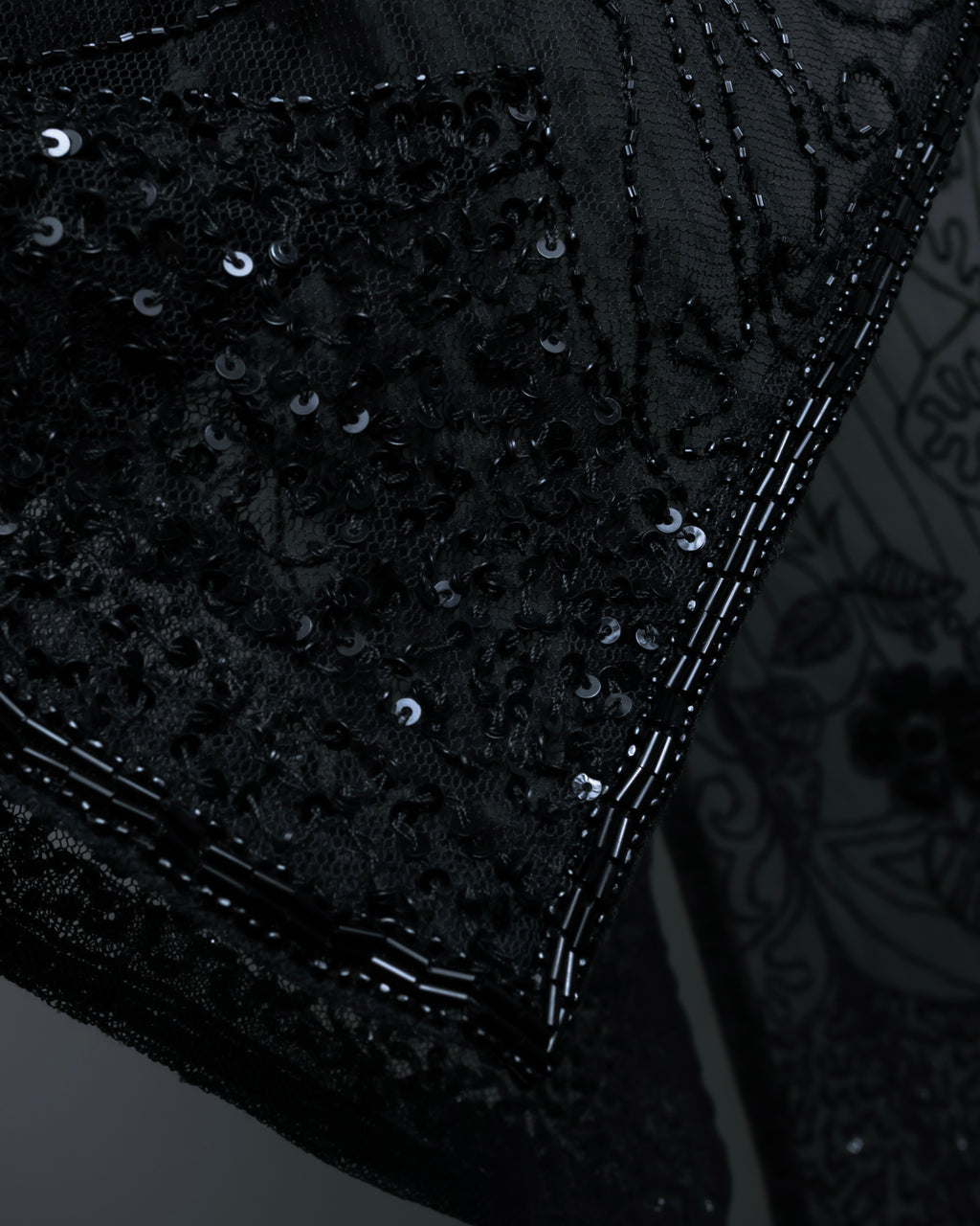 "RRL Ralph Lauren" Sequined beaded plant motif tulle sleeveless dress