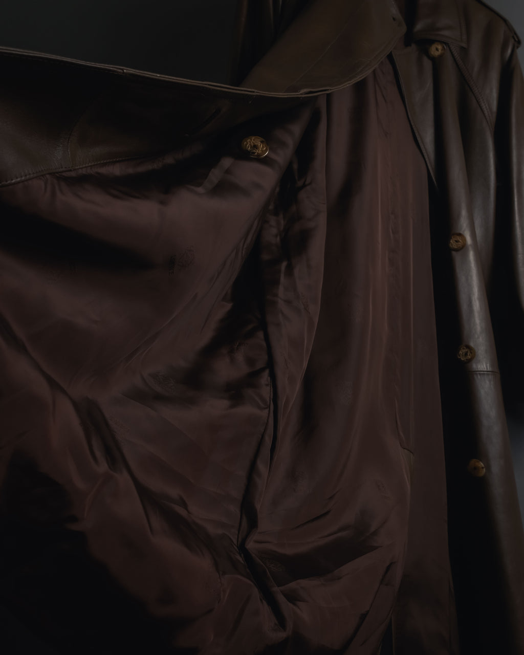 -SPECIAL- "LOEWE" 80’s Military detail stencil leather coat