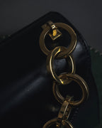 "Salvatore Ferragamo" 90’s Jewelry gold chain design leather bag