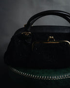 "DOLCE & GABBANA" 2005-06 Anniversary lace kisslock leather handbag