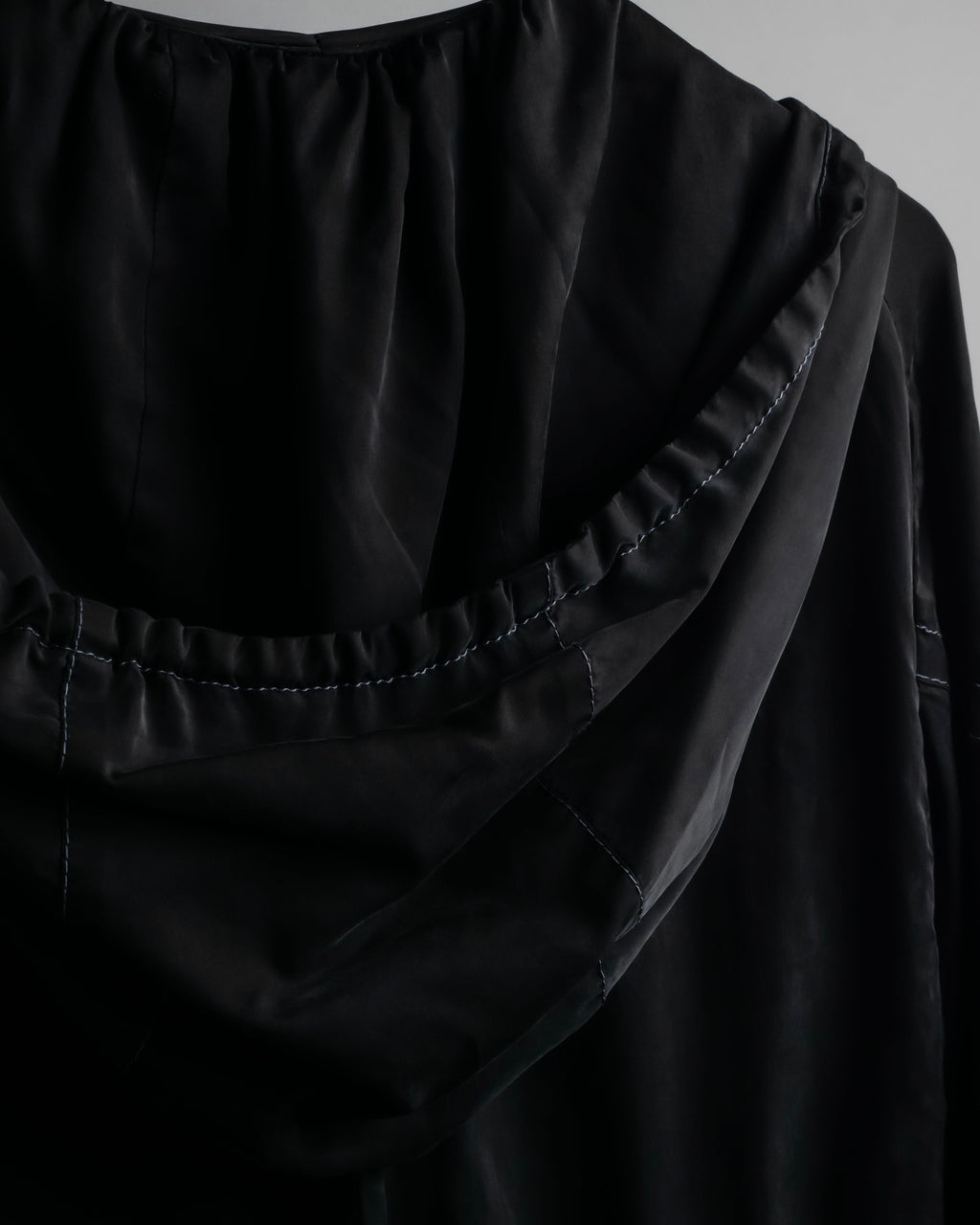 "CELINE" Gathered design hooded double zipper dress