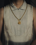 -SPECIAL- “CHANEL” 80’s-90’s Quilted cc pendant chain necklace
