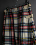 "PINK HOUSE" Tartan check pleated wrap skirt