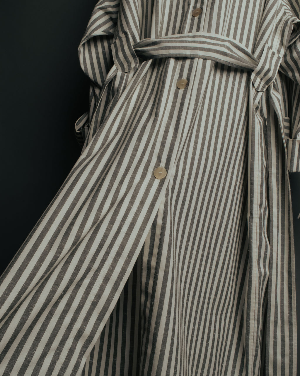 -SPECIAL- “LOEWE” 2010’s striped ribbon sleeve long gown coat