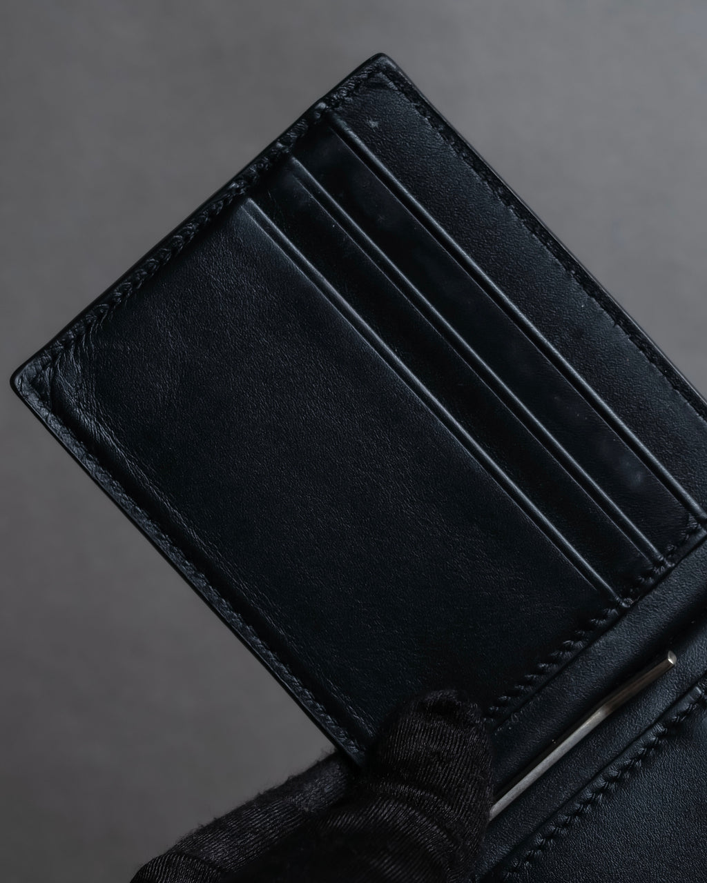 "Saint Laurent" Crocodile embossed leather bi-fold money clip