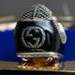 "GUCCI" Amber rhinestone GG motif engraved signet ring