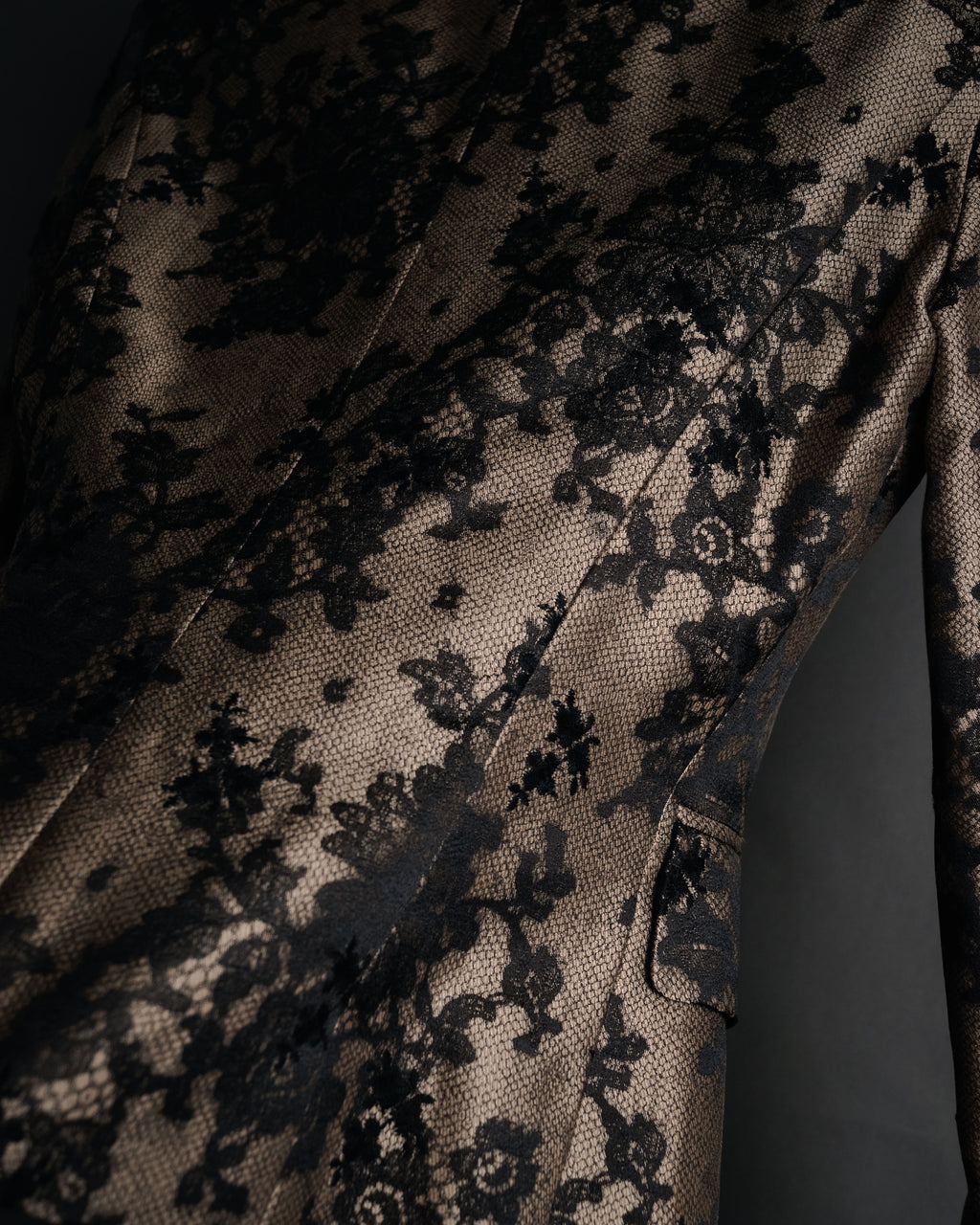“CELINE” 00’s Lace overlay silk blend tailored jacket