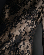 “CELINE” 00’s Lace overlay silk blend tailored jacket