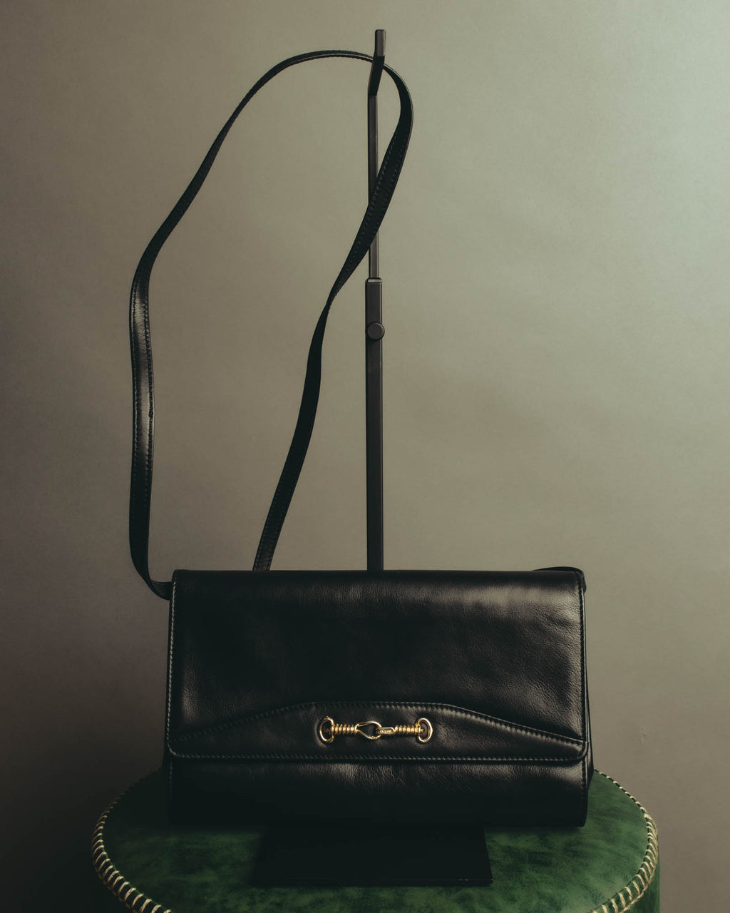 "CELINE" 70's-80's Classic horsebit leather shoulder handbag