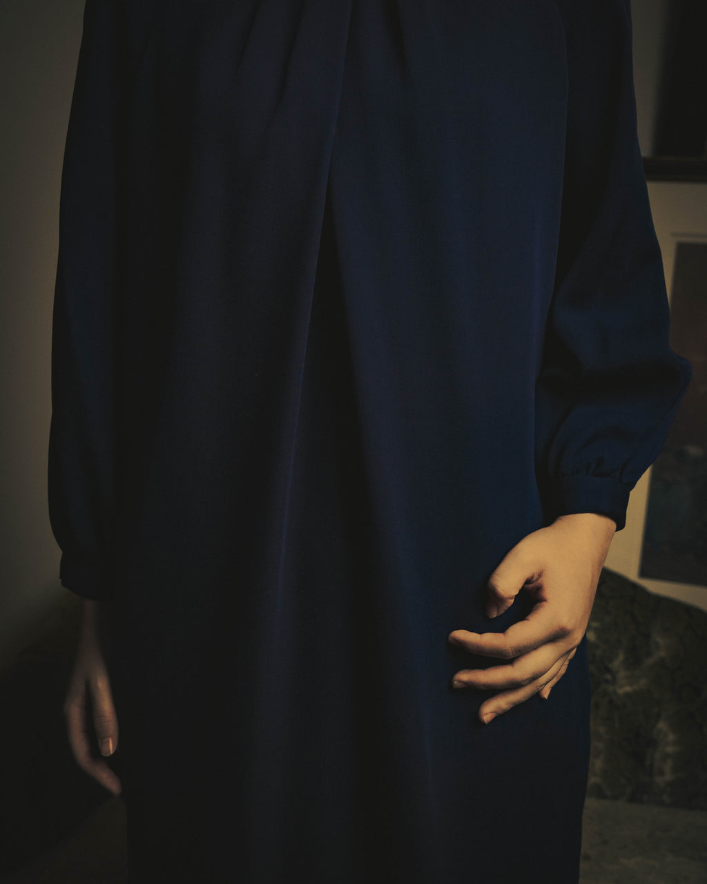 –SPECIAL– "Christian Dior" 80's-90's Sculptural high-neck long dress