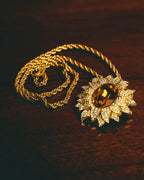 -SPECIAL- “Christian Dior” 80’s-90’s Sunburst amber glass pendant brooch