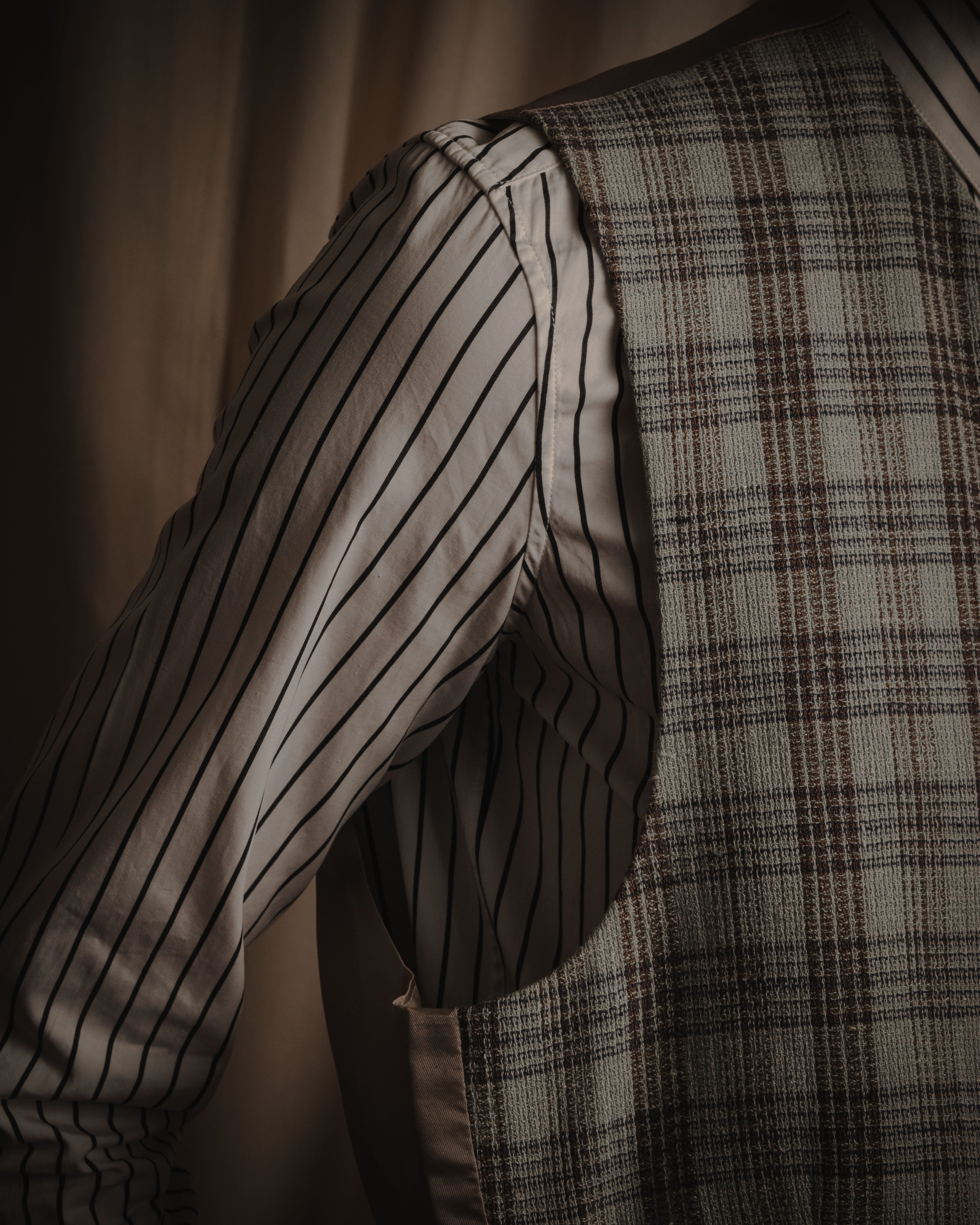 "HERMES" 90’s-00’s minimal plaid tailored vest