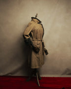 “LOEWE” 70’s-early 90’s Suede shearling belted long coat