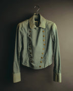 -SPECIAL- "Ralph Lauren" 00's Hickory stripe cotton double-breasted marine jacket