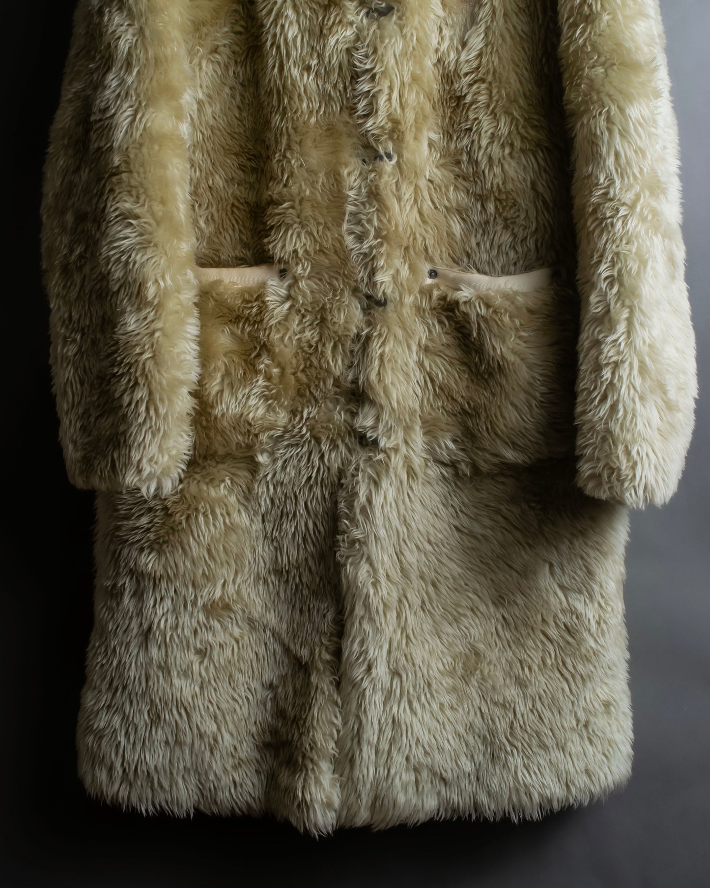 "DIESEL" Double zipper hooded long fur coat