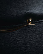 "PIERRE BALMAIN" 80’s-90’s box calf gold bar top handle bag