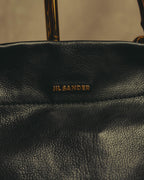 –SPECIAL– “JIL SANDER” 20’s Bamboo handle grained leather shopper bag